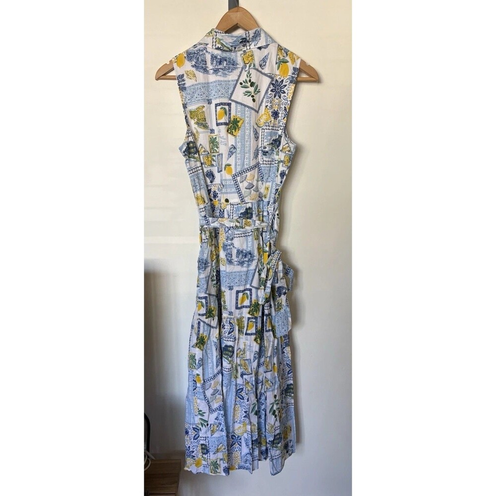 J Crew Dolce Vita Lemon Tile Print Sleeveless Midi Shirt dress Size 8 - Picture 5 of 9